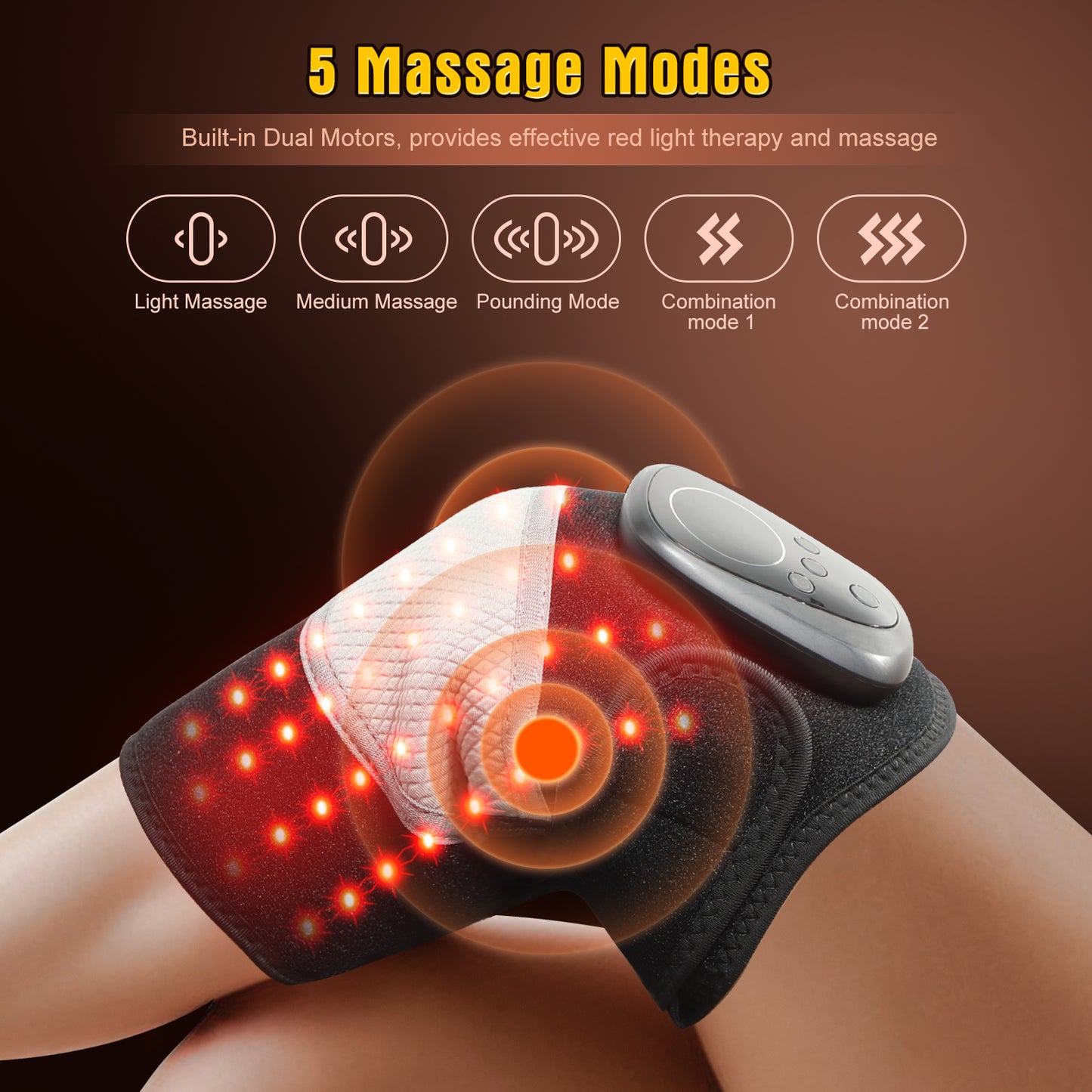 Cordless Knee Massager with Heat and Red Light Therapy for Knee Pain Relief