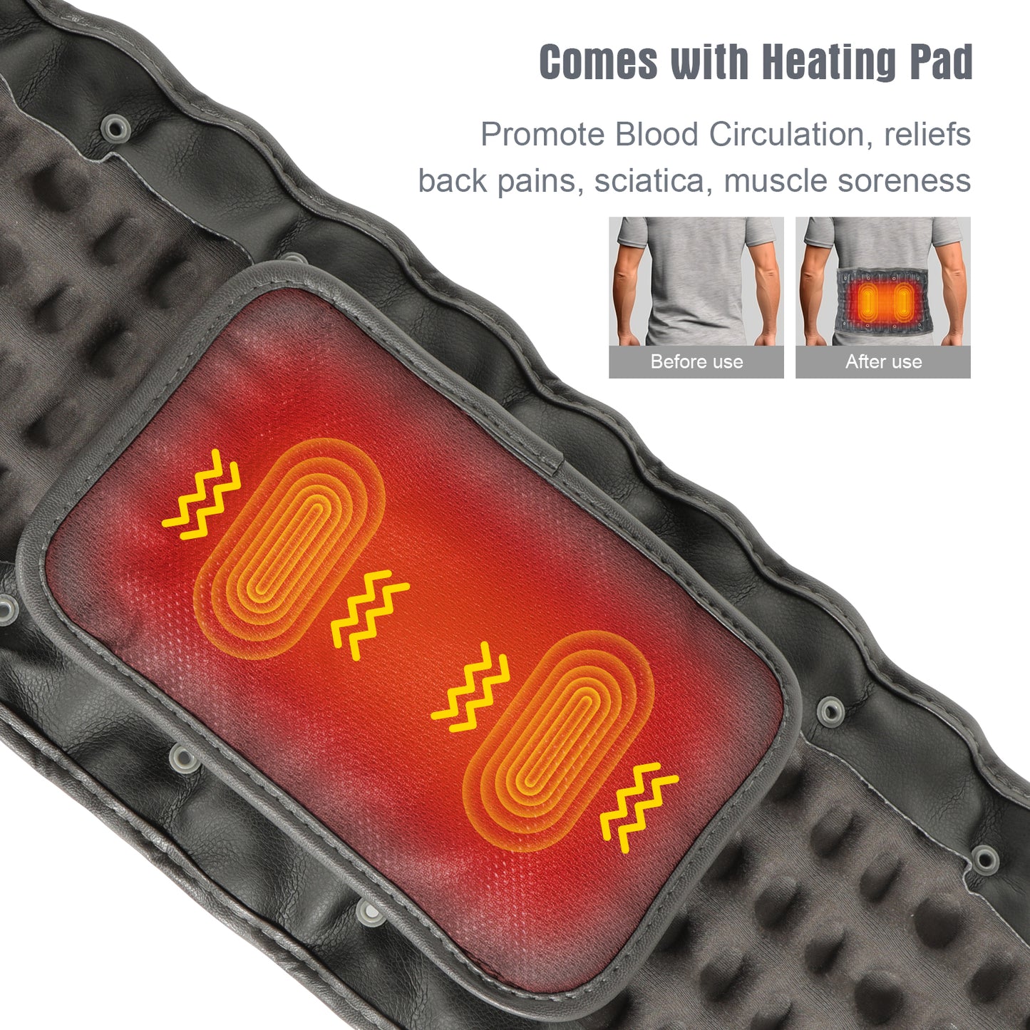 Decompression Back Belt with Massager and Heating Pad