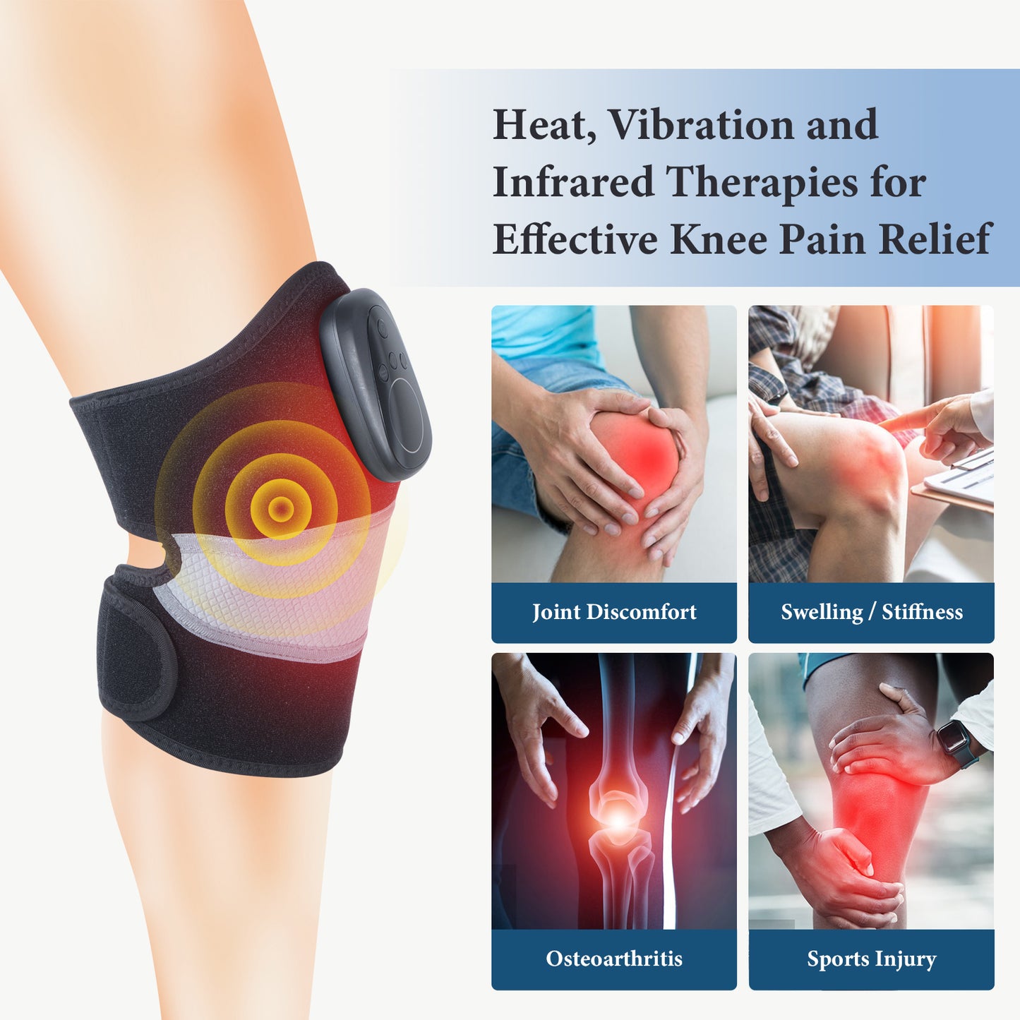 Knee Brace with Heating Pad and Massager